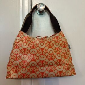 Orla Kiley Beige and Red Patterned Hobo Bag